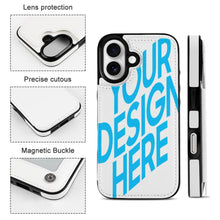 Cargar imagen en el visor de la galería, Funda protectora de piel de TPU para IPhone 16 con función atril Funda plegable para teléfono personalizado con patrón foto texto
