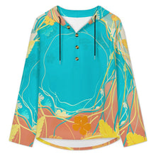 Cargar imagen en el visor de la galería, Button Hooded Sweatshirt Colored Plants, Leaves