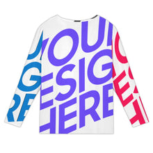 Cargar imagen en el visor de la galería, Camiseta de mujer de manga larga con cuello inclinado y botones con estampado de texto y nombre personalizado con patrón foto texto (impresión de imágenes múltiples)