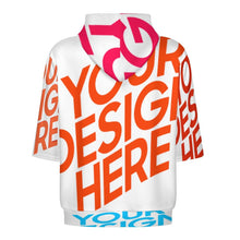 Cargar imagen en el visor de la galería, Sudadera de tela de escamas de pescado LM033 diseño multiimagen unisex para hombres y mujeres sudadera con capucha de media manga personalizado con patrón foto texto