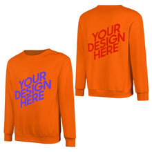 Cargar imagen en el visor de la galería, 100% algodón impreso en la parte delantera y trasera sudadera unisex de manga larga hombres mujeres diferentes colores camiseta personalizado con patrón foto texto