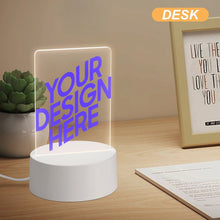Cargar imagen en el visor de la galería, Luz nocturna acrílica con base redonda de plástico personalizado con patrón foto texto