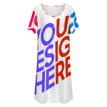 Cargar imagen en el visor de la galería, Vestido de mujer de manga corta con botones LM501 personalizado con patrón foto texto (impresión de imágenes múltiples)