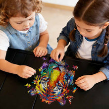 Cargar imagen en el visor de la galería, Puzzles / Rompecabezas irregular con forma de cabeza de tigre personalizado con Impresión Completa de Una Imagen con Foto Logo Patrón Texto