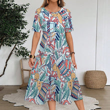 Cargar imagen en el visor de la galería, Vestido Largo Elástico Personalizable | Manga 3/4, Cuello Redondo