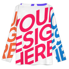 Cargar imagen en el visor de la galería, Top de manga larga con cuello en V abotonado en la parte delantera YUC personalizado con patrón foto texto (impresión de imágenes múltiples)