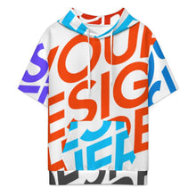 Cargar imagen en el visor de la galería, Sudadera con capucha de manga corta para mujer y hombre LM250 personalizado con patrón foto texto (impresión de imágenes múltiples)