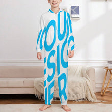 Cargar imagen en el visor de la galería, Mono de franela con capucha y cremallera de manga larga LTWY87 para niños de 2 a 15 años personalizado con patrón foto texto (impresión de imagen única)