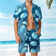Cargar imagen en el visor de la galería, Conjunto de pijama de satén personalizable para hombre con manga corta y pantalón corto