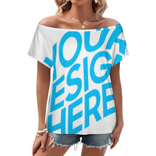 Cargar imagen en el visor de la galería, Camiseta de manga corta con hombros descubiertos para mujer LM076 personalizado con patrón foto texto (impresión de imagen única)