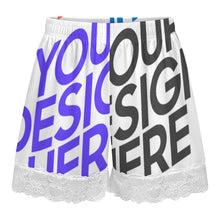 Cargar imagen en el visor de la galería, Pantalones de pijama cortos con ribete de encaje para mujer SDS2516 personalizados con patrón foto texto (impresión de imágenes múltiples)