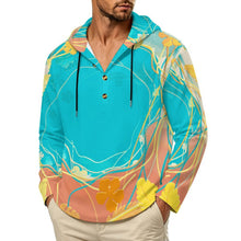 Cargar imagen en el visor de la galería, Button Hooded Sweatshirt Colored Plants, Leaves