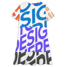 Cargar imagen en el visor de la galería, Vestido de verano para mujer cuello en V manga corta minivestido informal LYQ117 personalizado con patrón foto texto (impresión de imágenes múltiples)