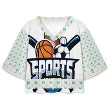 Cargar imagen en el visor de la galería, Camiseta deportiva crop con cuello en V personalizable