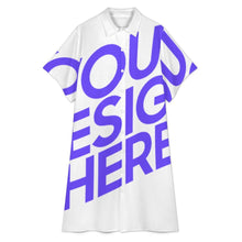 Cargar imagen en el visor de la galería, Vestido camisero de longitud media con puños para mujer B15Q personalizado con patrón foto texto (impresión de imagen única)
