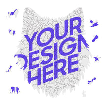 Cargar imagen en el visor de la galería, Puzzles / Rompecabezas con forma irregular de cabeza de lobo personalizado con Impresión Completa de Una Imagen con Foto Logo Patrón Texto