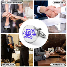 Cargar imagen en el visor de la galería, Gemelos de aleación para hombre de alta calidad para camisas personalizado con patrón foto texto