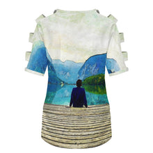 Cargar imagen en el visor de la galería, Camiseta Hombros Descubiertos Mujer Personalizable | Top Verano V Escote