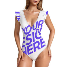 Cargar imagen en el visor de la galería, Traje de baño de una pieza con mangas con volantes para mujer SDS507 personalizado con patrón foto texto (impresión de imagen única)