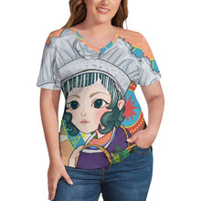 Cargar imagen en el visor de la galería, Camiseta Cuello V Mujer de Seda de Hielo | Personalizable con Foto