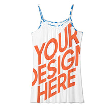 Cargar imagen en el visor de la galería, Minivestido de playa con tiras F28Q vestido tipo camisola informal personalizado con patrón foto texto (impresión de imágenes múltiples)