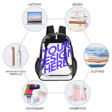 Cargar imagen en el visor de la galería, Mochila Transparente de 43 cm personalizado con patrón foto texto