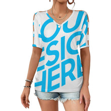 Cargar imagen en el visor de la galería, Camiseta de mujer de manga corta con hombros descubiertos LM077 personalizado con patrón foto texto (impresión de imagen única)
