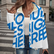 Cargar imagen en el visor de la galería, Camisas casuales de polar para mujer MWL505 con cuello alto personalizado con patrón foto texto