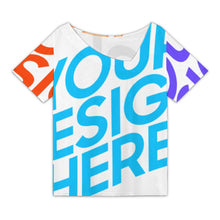Cargar imagen en el visor de la galería, Camiseta de manga corta con escote en V y para mujer con diseño personalizado con patrón foto texto (impresión de imágenes múltiples)