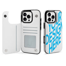 Cargar imagen en el visor de la galería, Funda protectora de piel de TPU para IPhone 16 con función atril Funda plegable para teléfono personalizado con patrón foto texto