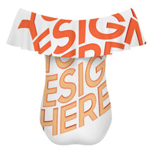 Cargar imagen en el visor de la galería, Traje de baño de una pieza con volantes y hombros descubiertos OFF SHOULDER para mujer 294328 personalizado con patrón foto texto (Impresión Completa de múltiples imágenes)