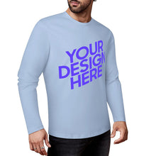 Cargar imagen en el visor de la galería, Camiseta de manga larga para hombre 100% algodón con estampado frontal en varios colores personalizado con patrón foto texto