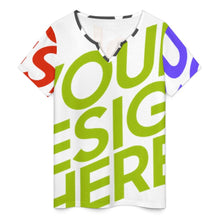 Cargar imagen en el visor de la galería, Camisetas con cuello en V para mujer Tops casuales Manga corta Verano YXV personalizado con patrón foto texto (impresión de imágenes múltiples)