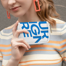 Cargar imagen en el visor de la galería, Tarjetero de piel personalizado con patrón foto texto (impresión de imagen única)