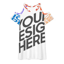 Cargar imagen en el visor de la galería, Vestido camisero de mujer con cuello en V ANQ con CUT-OUT en la manga personalizado con patrón foto texto (impresión de imágenes múltiples)