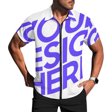 Cargar imagen en el visor de la galería, Camisa de manga corta con cremallera para hombre LM816 personalizado con patrón foto texto (impresión de imagen única)