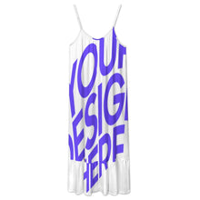 Cargar imagen en el visor de la galería, Vestido midi de mujer con tirantes finos D7Q personalizado con patrón foto texto (impresión de imagen única)