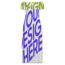 Cargar imagen en el visor de la galería, MXLD292 Vestido de mujer con hombros descubiertos RRCQ Vestido largo sin tirantes personalizado con patrón foto texto (impresión de imágenes múltiples)