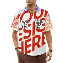 Cargar imagen en el visor de la galería, Camisa de hombre de manga corta LM056 con solapas y bolsillos con doble solapa personalizado con patrón foto texto (impresión de imágenes múltiples)