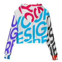 Cargar imagen en el visor de la galería, Sudadera con capucha corta con cordón y sin bolsillo para mujer MWZXU029 personalizado con patrón foto texto (impresión de imágenes múltiples)