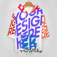 Cargar imagen en el visor de la galería, Sudadera de tela de escamas de pescado LM033 diseño multiimagen unisex para hombres y mujeres sudadera con capucha de media manga personalizado con patrón foto texto