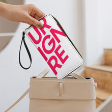 Cargar imagen en el visor de la galería, Cartera de piel con cordón para mujer y hombre personalizado con patrón foto texto (misma imagen por ambas caras)