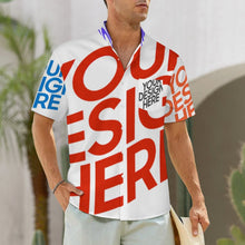 Cargar imagen en el visor de la galería, Camisa de hombre de manga corta con cuello alto y bolsillo LM058 personalizado con patrón foto texto (impresión de imágenes múltiples)