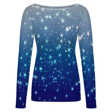 Cargar imagen en el visor de la galería, Big Round Neck Long Sleeved Shirt Stars, Blue, Gradients