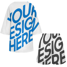 Cargar imagen en el visor de la galería, Conjunto de camisa con mangas murciélago y shorts con cintura elástica para mujer YKL07 personalizado con patrón foto texto (impresión de imagen única)