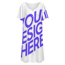 Cargar imagen en el visor de la galería, Vestido de mujer de manga corta con botones y cuello redondo LM501 personalizado con patrón foto texto (impresión de imagen única)