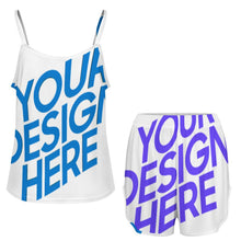 Cargar imagen en el visor de la galería, Pijama de seda con tirantes para mujer SY02 personalizado con patrón foto texto