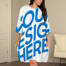 Cargar imagen en el visor de la galería, Vestido de pijama tipo camiseta para mujer talla grande personalizado con patrón foto texto (impresión de imagen única)