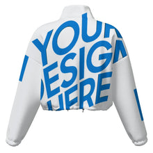 Cargar imagen en el visor de la galería, Chaqueta corta de polar con capucha para mujer MWL476 personalizado con patrón foto texto (impresión de imagen única)