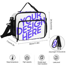 Cargar imagen en el visor de la galería, Bolsa térmica para almuerzo de gran capacidad (30 x 24,5 x 11 cm) personalizado con patrón foto texto